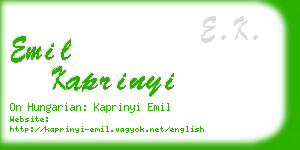 emil kaprinyi business card